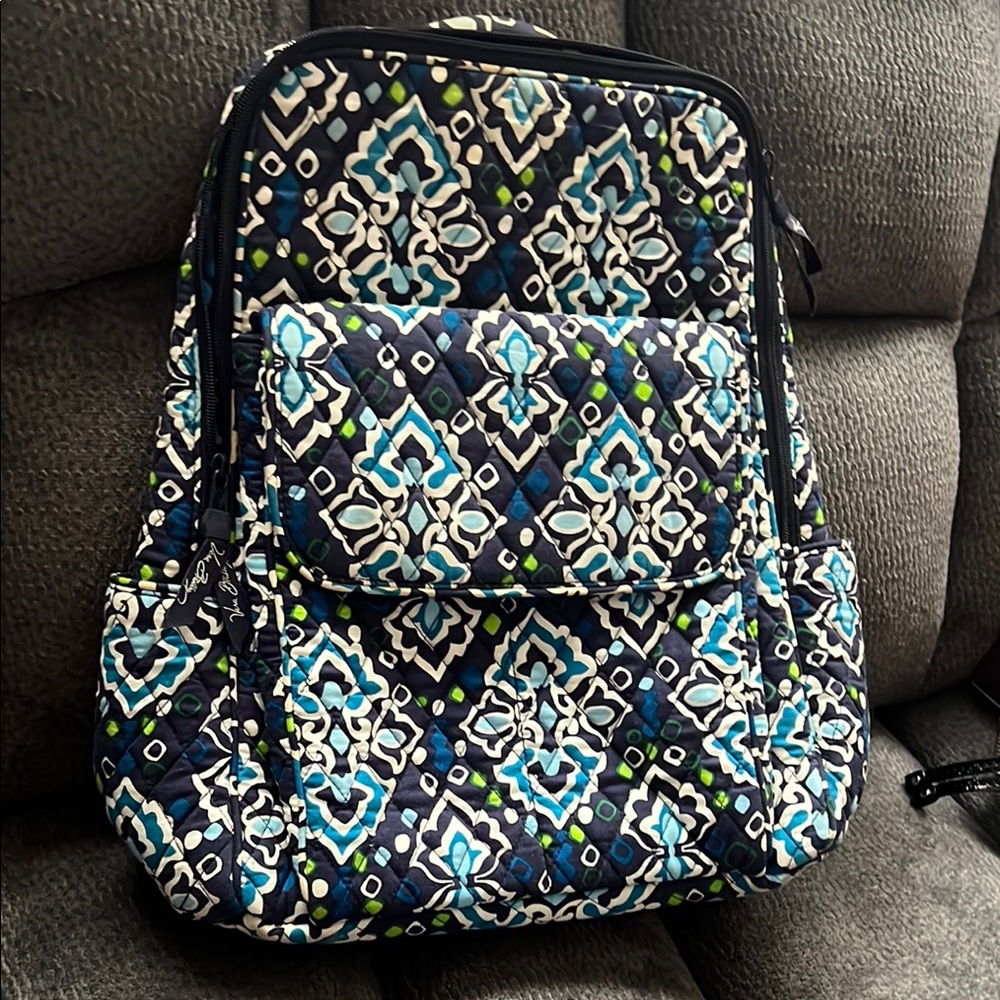 Vera Bradley Blue and Black Geometric Backpack